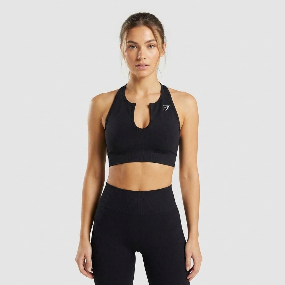 Gymshark Whitney Simmons Sports Bra Women S Black Excellent Halter Seamless